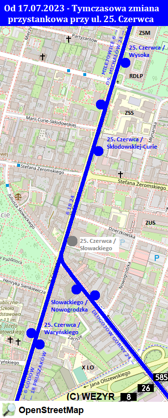 Tymczasowa zmiana przystankowa w Śródmieściu m.in. dla linii 6, 18 i 24