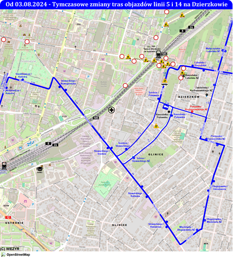 Objazd ul. Kaszubskiej linii 5 i 14 na radomskim Dzierzkowie
